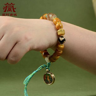 极速藏村文殊菩萨小唐卡吊坠牛骨手串扎基拉M姆盘玩手链绿松石隔