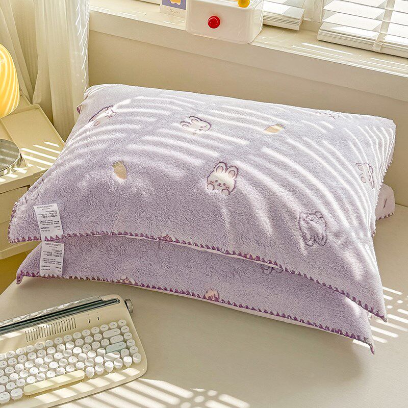 极速儿童卡通枕巾一对装加厚牛奶绒枕头巾珊瑚绒R学生宿舍专用枕