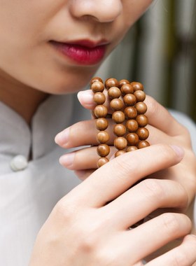 极速老山檀香手串108颗印度迈索尔老山檀佛O珠天然檀香木项链念珠