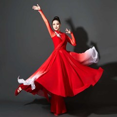 速发古典舞演出服开场舞大摆裙高先玉老师同款扇子舞飘逸五星红旗