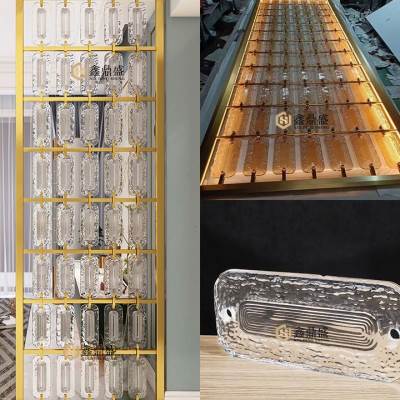 极速网红不锈钢水晶屏风隔断长条玻璃砖挂片定制客U厅酒店花格栅