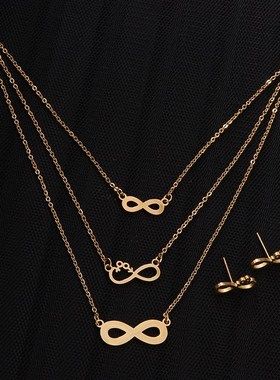 极速Digital 8 Earring Necklace Set Fashion tePmperament geom