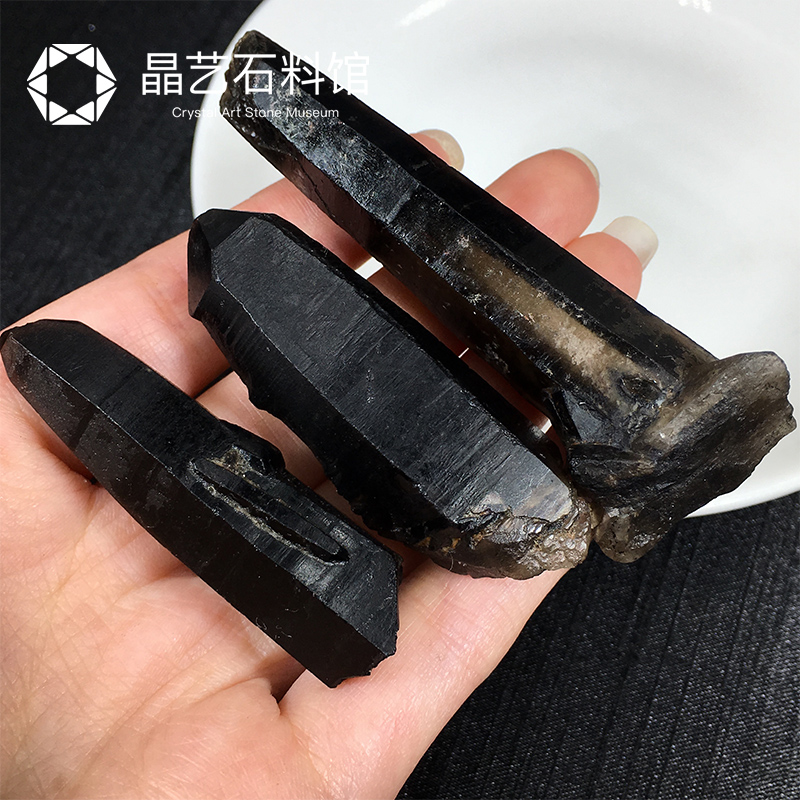 极速天然黑水g晶原石骨干单晶体4-6厘米墨晶原石柱无打磨原石水晶