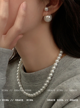 新品冬日女友上线!m气质简约珍珠项链女秋冬温柔风颈链锁骨链ins