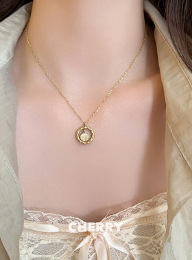 极速时来运转!福牌吊p坠钛钢项链女简约时尚气质毛衣链情侣闺蜜锁