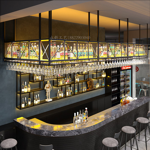 极速吧台酒d架吊架吊柜铁艺红酒高脚杯倒挂悬挂酒柜餐厅酒吧吊挂