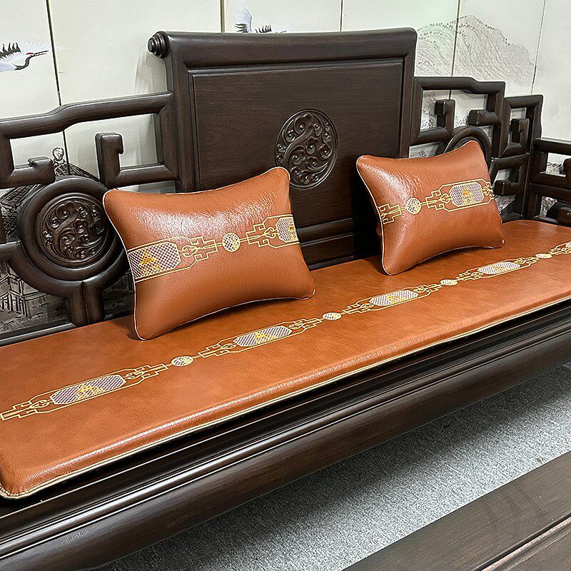 极速新中式红木沙发皮坐垫夏季y凉席防滑高端实木椅子座垫四季通