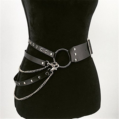 极速Fashion Women Gothic Punk Waist Belt Chain Metal Ci.rcle