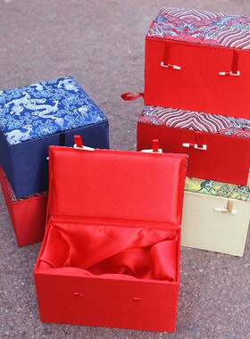 新品中式正方形长方形锦盒织锦玉器D文玩包装饰品工艺品摆件礼盒