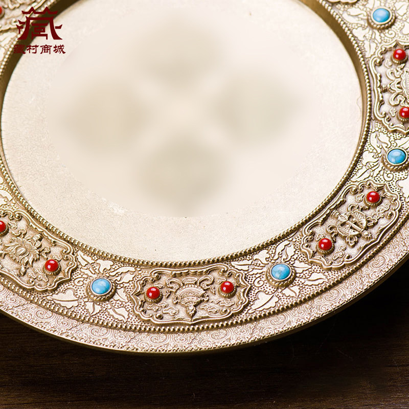 极速铜曼扎盘现代修行福报资粮供具供八吉祥N雕花镶宝珠曼茶罗曼
