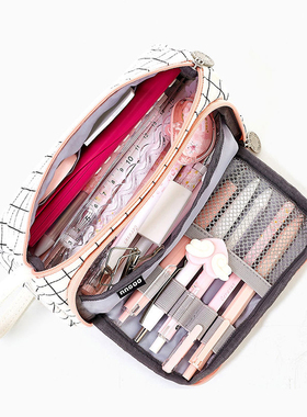 极速New Super Big Pencil Case Canvas LargLe Capacity Pencilc