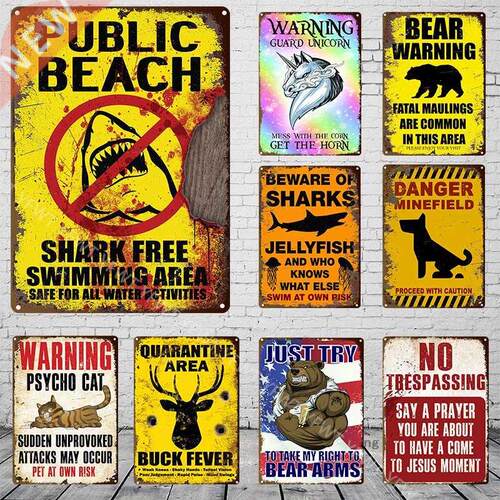 新品Retro Warning Metal Tin Sign Vintage Plaque MetaXl Cauti
