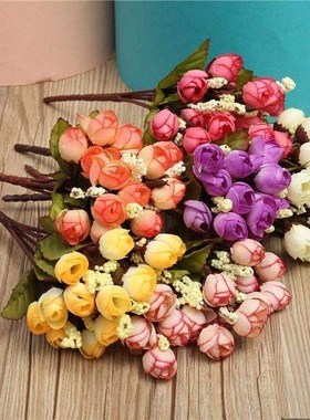 极速Whoclesal 15Pcs/Bouquet Artificial Plastic Rose Flowers