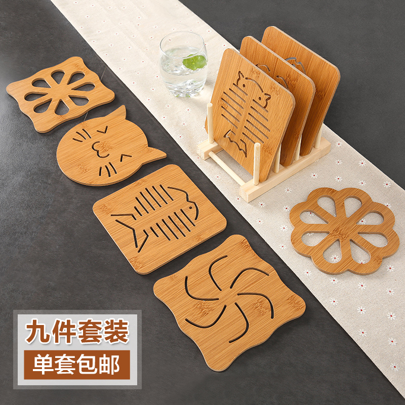 极速10个装木质隔热垫餐垫创意餐桌垫子隔M热防滑砂锅防烫垫盘子