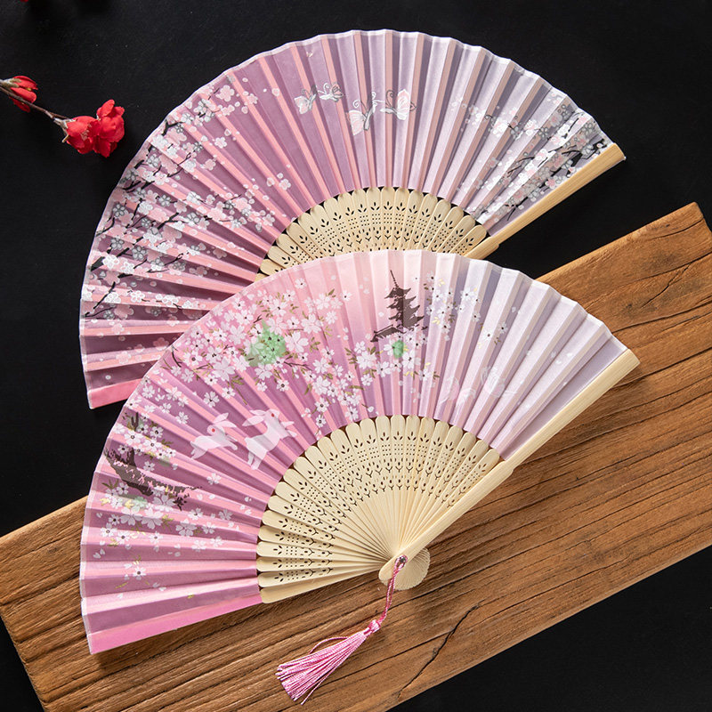 新品扇子折扇中国风汉服古风儿童女式小折L叠舞蹈扇新中式仙气随图片