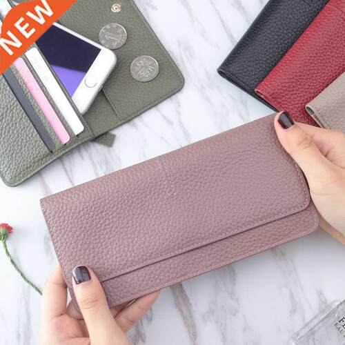 新品Genuine Leajther Women Wallet Fashion Solid Color Coin P
