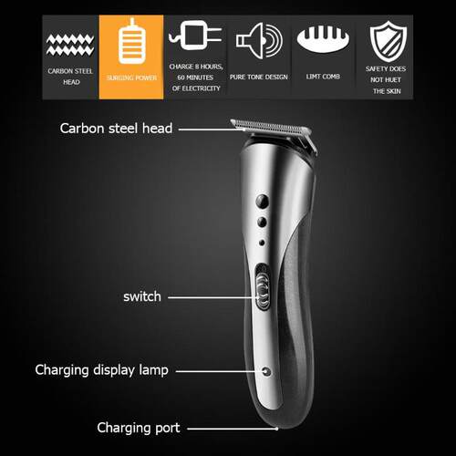 极速Reachargeable Hair Clipper Waterproof Electric Shaver Tr