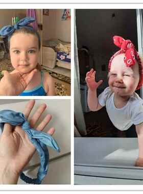 极速Denim Bow Headband Summer Women Cute Rabbit TEars Headba