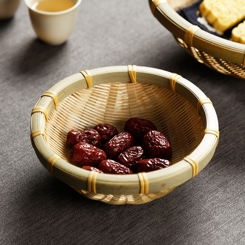 极速手工竹编干果盘水果篮簸箕茶道茶H点心收纳筐托盘竹制品家用,特色手工艺,竹编/竹雕,淘宝优惠券,粉丝福利购,淘宝优惠卷