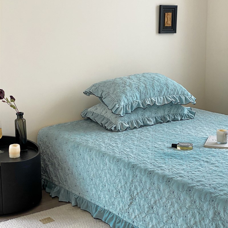 极速厂销冬季加厚夹棉被套v牛奶绒床盖单件三件套绗缝床单四件套