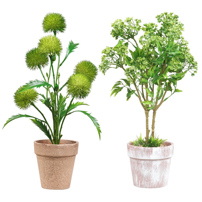 极速亚马逊现货铺石子纸浆盆x栽组合桌面摆件喷漆塑料植物假花人