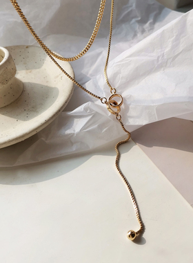 极速小众简约细链条卫衣链时尚双层个性I一字颈链新潮流行毛衣链