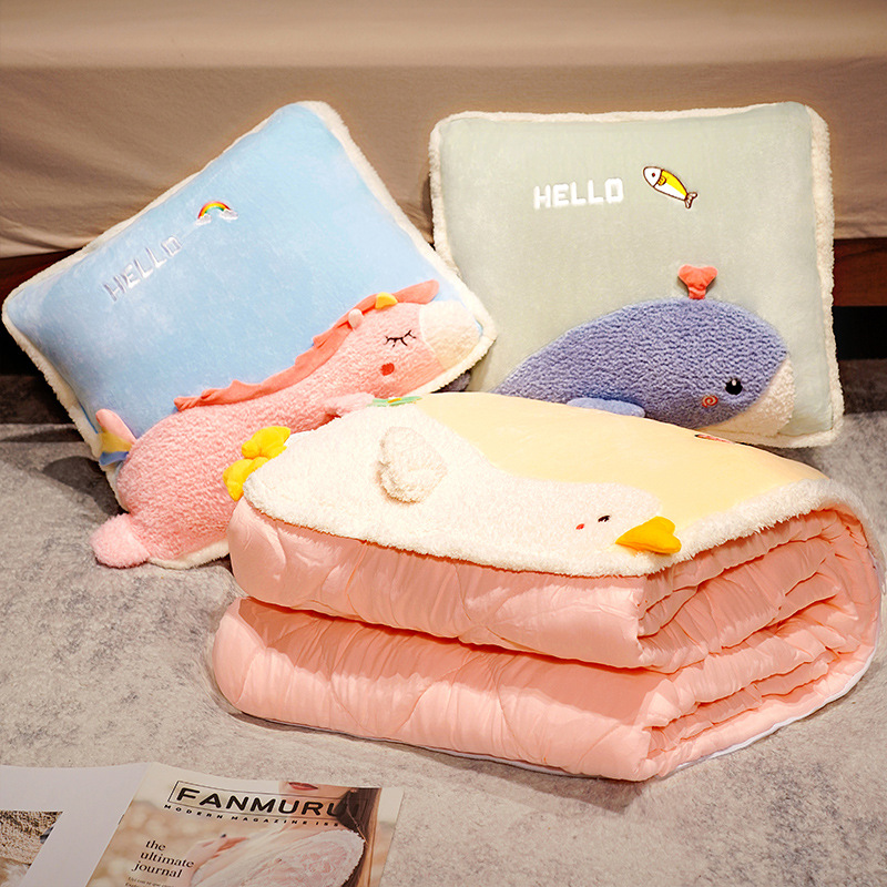 极速冬季摺叠抱枕被子二合一两用加厚F车内靠枕宿舍空调毯女生可