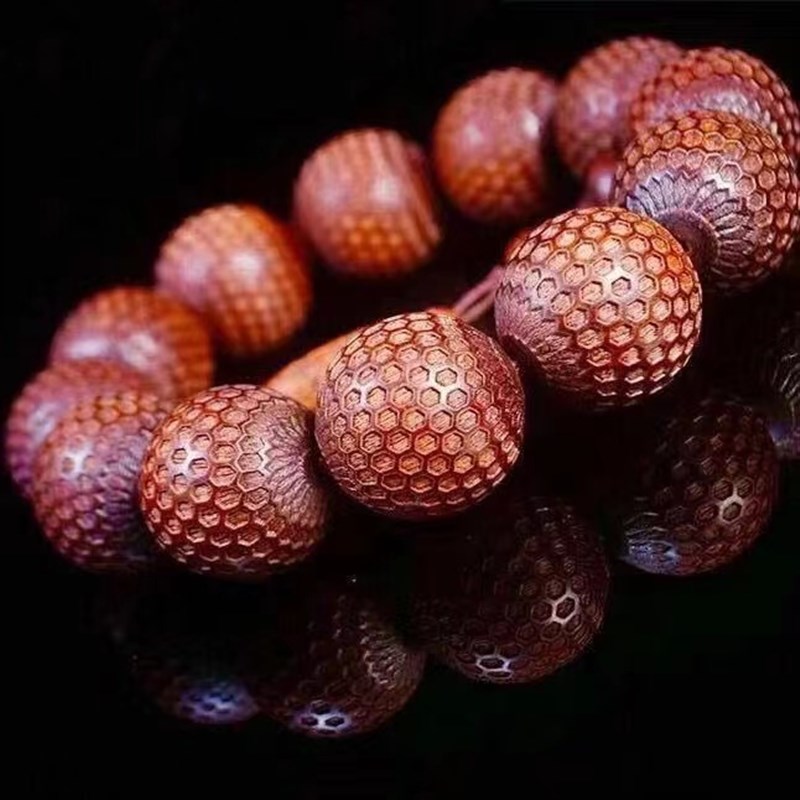 极速印度b小叶紫檀手串雕刻手串民族风千丝万缕莲花男女士佛珠文