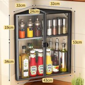 极速厨房三c角形置物架免打孔壁挂式 带门家用墙角防尘转角调味料