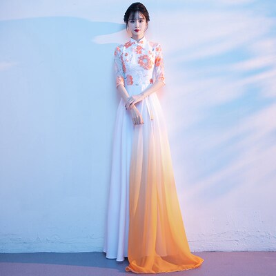 新品大合唱演出服女长裙成人舞台红歌独唱服装修身U合唱团礼服艺