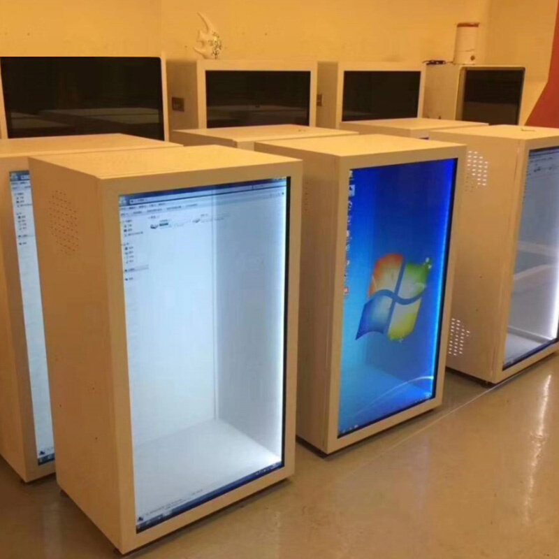 43/55/65寸互动触摸液晶橱窗透明屏显示展示柜3d透明屏展柜