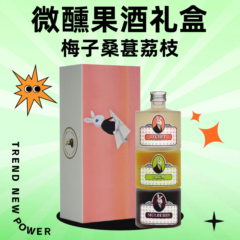兔兔冷泉酒梅子桑葚金桔礼盒装