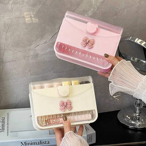 ins防尘口红收纳桌面梳妆台化妆品收纳盒分格透明整理盒口红盒