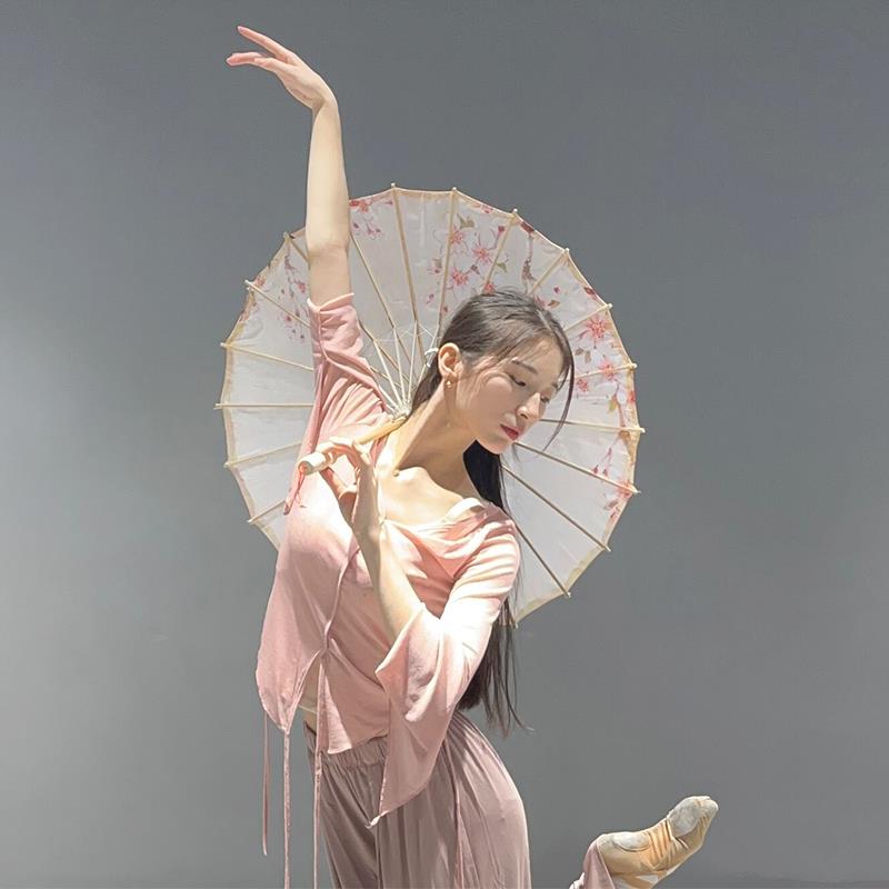 古典舞服装修身喇叭袖舞蹈服上衣现代舞练功服中国舞形体集训服女