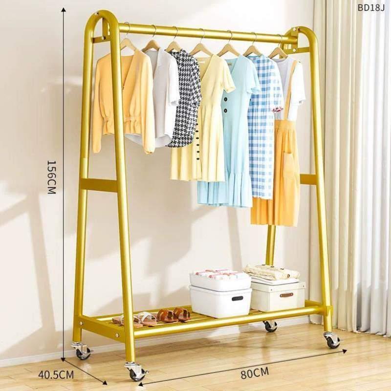 简易子落地晾衣架衣帽架置物凉折叠收纳内杆卧室挂衣架家用晒衣服