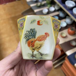 大公鸡四方茶杯主人杯个人专用单杯汝窑开 片可养大吉大利陶瓷杯