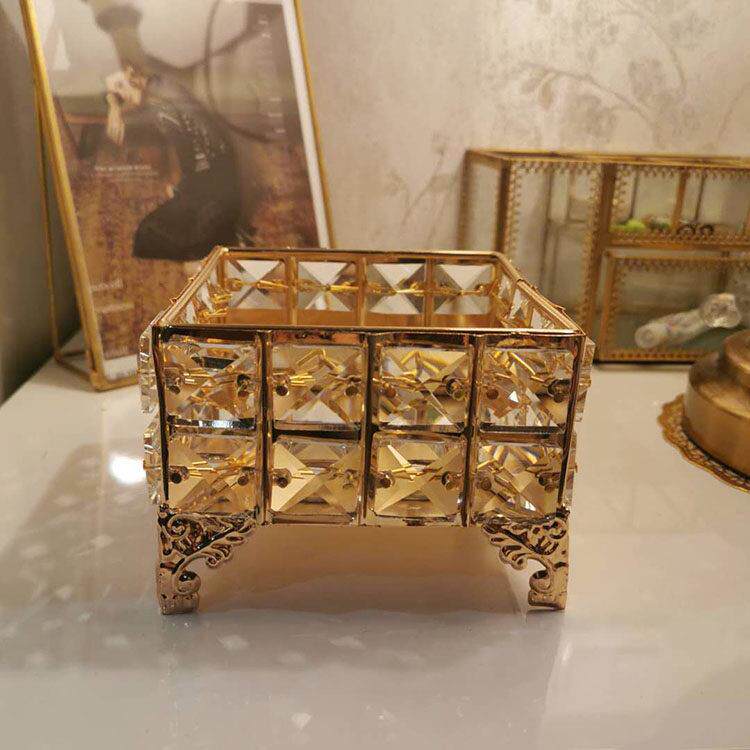 欧洲桌面创意水晶盒珠宝小物品收纳盒办公室烟灰缸珠宝钥匙收纳盒