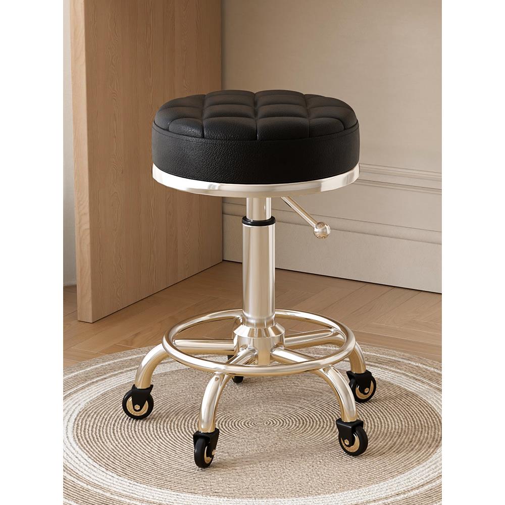 美容凳子滑轮理发店椅美容院专用大工凳升降转椅圆凳美发美甲椅子