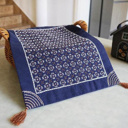 繁星刺子绣茶席材料包布艺DIY茶垫隔热垫自绣自制茶道解闷26*38