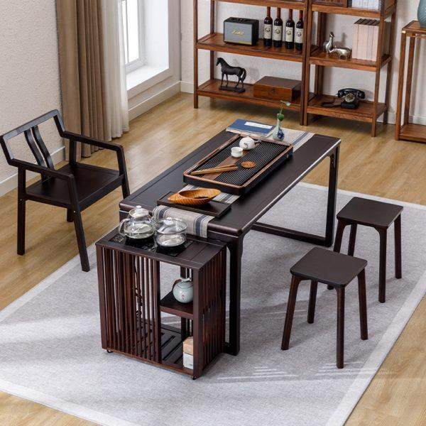 桌实木家用现代简约茶几套装茶台办公室新中式茶桌椅组合一体喝茶