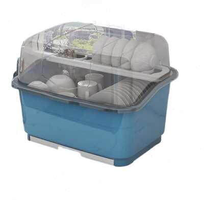 厨房台面碗筷收纳盒沥水晾碗架塑料家用碗柜双层放碗收纳箱置舟泽