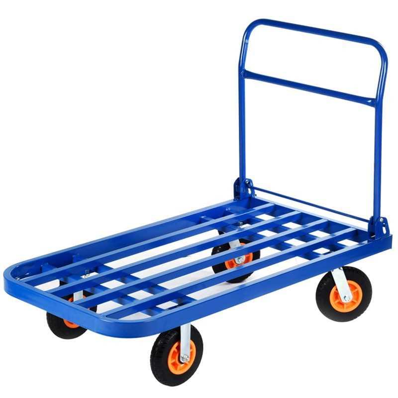 手推车拉货平板车家用折叠静音搬运车小拖车四轮便携轻便手拉车