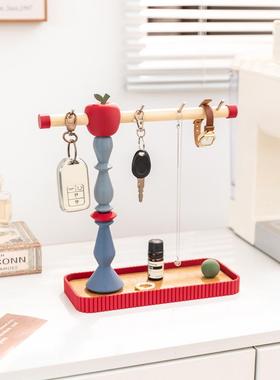 阿楹 轻奢复古入门玄关柜钥匙托盘摆件高级收纳口罩艺术置物挂架