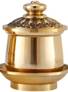 家居室内佛堂礼佛纯铜黄铜供水杯佛字杯莲花杯净水杯佛供杯酒杯