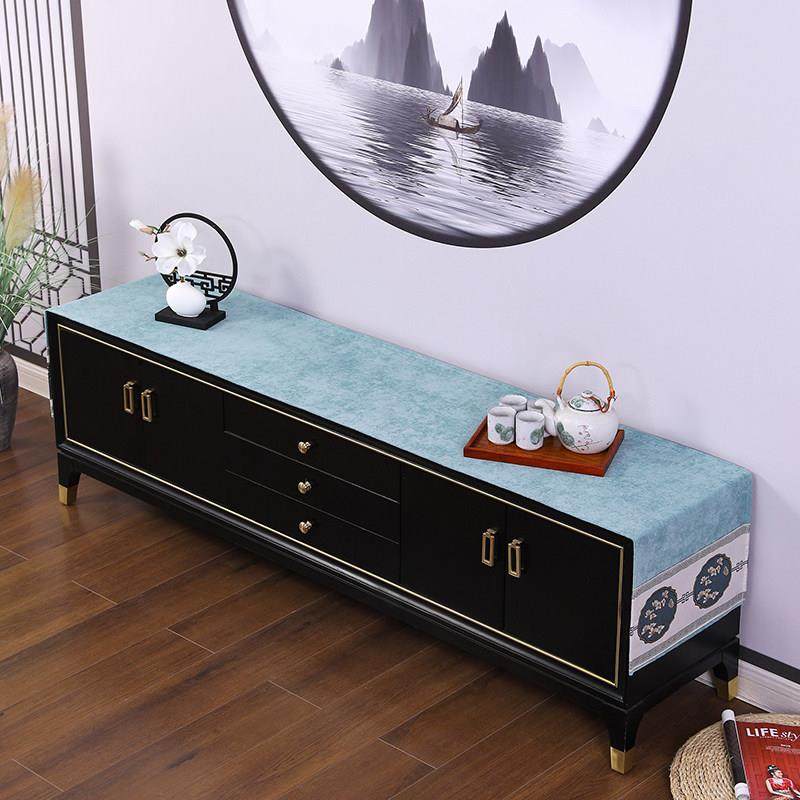 新中式电视柜防尘盖布现代简约鞋柜盖巾长方形茶几桌布多用盖巾