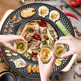 韩式电烧烤炉家用电烤盘无烟不粘烤肉机多功能涮烤一体锅鸳鸯火锅