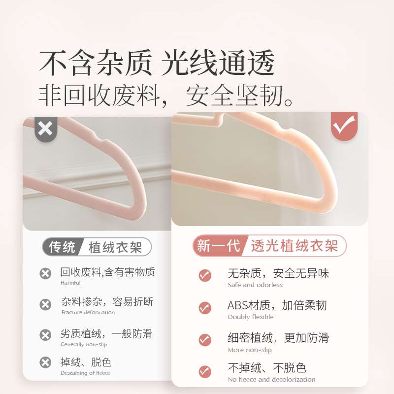 植绒衣架家用挂衣100个防滑无痕儿童衣柜收纳整理师衣撑子