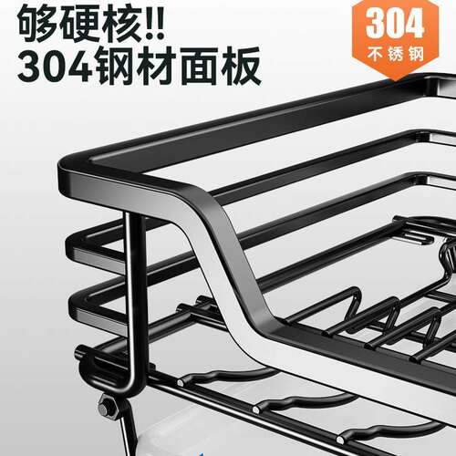 拉篮厨房橱柜304不锈钢双层内置抽屉式抽拉碗碟架篮碗柜厨柜碗篮