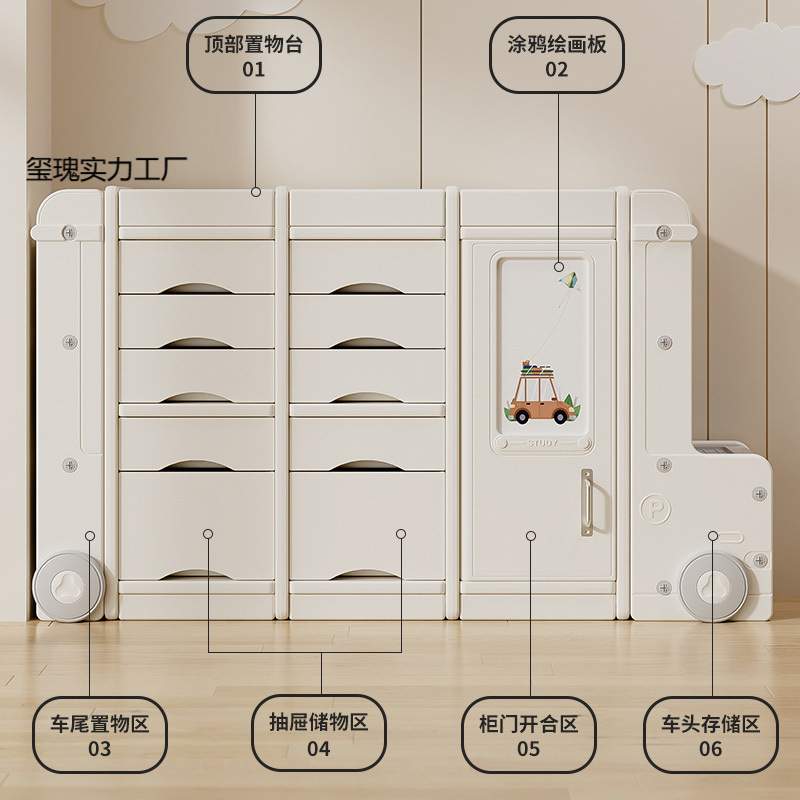 婴儿衣柜收纳柜抽拉式大容量卡通汽车落地家用宝宝儿童玩具收纳