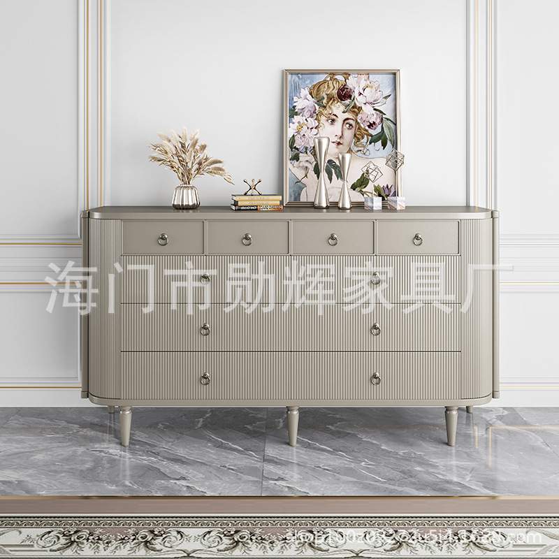 后现代美式轻奢实木玄关柜装饰柜九十斗柜卧室储物柜边柜入户墙柜